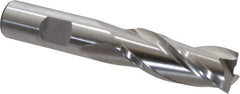 Cleveland - 11/16", 1-5/8" LOC, 5/8" Shank Diam, 3-3/4" OAL, 3 Flute, High Speed Steel Square End Mill - Single End, Uncoated, Spiral Flute, 30° Helix, Centercutting, Right Hand Cut, Right Hand Flute, Series HG-3 - USA Tool & Supply