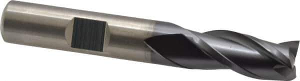 Cleveland - 3/8", 3/4" LOC, 3/8" Shank Diam, 2-1/2" OAL, 3 Flute, High Speed Steel Square End Mill - Single End, TiCN Finish, Spiral Flute, 30° Helix, Centercutting, Right Hand Cut, Right Hand Flute, Series HG-3 - USA Tool & Supply