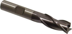 Cleveland - 7/16", 1" LOC, 3/8" Shank Diam, 2-11/16" OAL, 3 Flute, High Speed Steel Square End Mill - Single End, TiCN Finish, Spiral Flute, 30° Helix, Centercutting, Right Hand Cut, Right Hand Flute, Series HG-3 - USA Tool & Supply