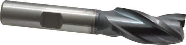 Cleveland - 1/2", 1" LOC, 3/8" Shank Diam, 2-11/16" OAL, 3 Flute, High Speed Steel Square End Mill - Single End, TiCN Finish, Spiral Flute, 30° Helix, Centercutting, Right Hand Cut, Right Hand Flute, Series HG-3 - USA Tool & Supply