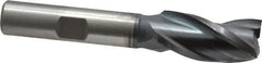 Cleveland - 1/2", 1" LOC, 3/8" Shank Diam, 2-11/16" OAL, 3 Flute, High Speed Steel Square End Mill - Single End, TiCN Finish, Spiral Flute, 30° Helix, Centercutting, Right Hand Cut, Right Hand Flute, Series HG-3 - USA Tool & Supply