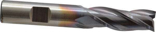 Cleveland - 1/2", 1-1/4" LOC, 1/2" Shank Diam, 3-1/4" OAL, 3 Flute, High Speed Steel Square End Mill - Single End, TiCN Finish, Spiral Flute, 30° Helix, Centercutting, Right Hand Cut, Right Hand Flute, Series HG-3 - USA Tool & Supply