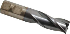 Cleveland - 7/8", 1-7/8" LOC, 7/8" Shank Diam, 4-1/8" OAL, 3 Flute, High Speed Steel Square End Mill - Single End, TiCN Finish, Spiral Flute, 30° Helix, Centercutting, Right Hand Cut, Right Hand Flute, Series HG-3 - USA Tool & Supply