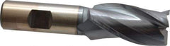 Cleveland - 1", 1-7/8" LOC, 3/4" Shank Diam, 4-1/8" OAL, 3 Flute, High Speed Steel Square End Mill - Single End, TiCN Finish, Spiral Flute, 30° Helix, Centercutting, Right Hand Cut, Right Hand Flute, Series HG-3 - USA Tool & Supply