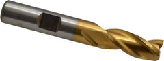 Cleveland - 3/8", 3/4" LOC, 3/8" Shank Diam, 2-1/2" OAL, 3 Flute, High Speed Steel Square End Mill - Single End, TiN Finish, Spiral Flute, 30° Helix, Centercutting, Right Hand Cut, Right Hand Flute, Series HG-3 - USA Tool & Supply