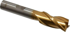 Cleveland - 1/2", 1" LOC, 3/8" Shank Diam, 2-11/16" OAL, 3 Flute, High Speed Steel Square End Mill - Single End, TiN Finish, Spiral Flute, 30° Helix, Centercutting, Right Hand Cut, Right Hand Flute, Series HG-3 - USA Tool & Supply