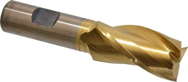 Cleveland - 1", 1-7/8" LOC, 3/4" Shank Diam, 4-1/8" OAL, 3 Flute, High Speed Steel Square End Mill - Single End, TiN Finish, Spiral Flute, 30° Helix, Centercutting, Right Hand Cut, Right Hand Flute, Series HG-3 - USA Tool & Supply
