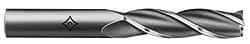 Cleveland - 7/8", 3-1/2" LOC, 7/8" Shank Diam, 5-3/4" OAL, 3 Flute, High Speed Steel Square End Mill - Single End, TiN Finish, Spiral Flute, 30° Helix, Centercutting, Right Hand Cut, Right Hand Flute, Series HG-3 - USA Tool & Supply