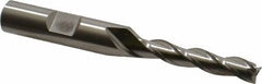 Cleveland - 1/4", 1-1/4" LOC, 3/8" Shank Diam, 3-1/16" OAL, 3 Flute, High Speed Steel Square End Mill - Single End, Uncoated, Spiral Flute, 30° Helix, Centercutting, Right Hand Cut, Right Hand Flute, Series HG-3 - USA Tool & Supply