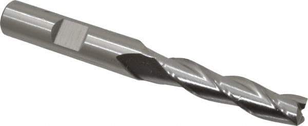 Cleveland - 5/16", 1-3/8" LOC, 3/8" Shank Diam, 3-1/8" OAL, 3 Flute, High Speed Steel Square End Mill - Single End, Uncoated, Spiral Flute, 30° Helix, Centercutting, Right Hand Cut, Right Hand Flute, Series HG-3 - USA Tool & Supply