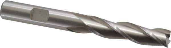 Cleveland - 3/8", 1-1/2" LOC, 3/8" Shank Diam, 3-1/4" OAL, 3 Flute, High Speed Steel Square End Mill - Single End, Uncoated, Spiral Flute, 30° Helix, Centercutting, Right Hand Cut, Right Hand Flute, Series HG-3 - USA Tool & Supply