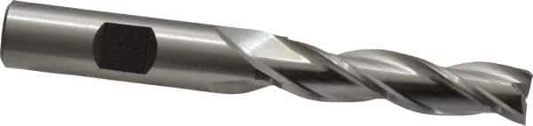 Cleveland - 7/16", 1-3/4" LOC, 1/2" Shank Diam, 3-1/4" OAL, 3 Flute, High Speed Steel Square End Mill - Single End, Uncoated, Spiral Flute, 30° Helix, Centercutting, Right Hand Cut, Right Hand Flute, Series HG-3 - USA Tool & Supply