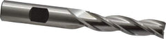 Cleveland - 7/16", 1-3/4" LOC, 1/2" Shank Diam, 3-1/4" OAL, 3 Flute, High Speed Steel Square End Mill - Single End, Uncoated, Spiral Flute, 30° Helix, Centercutting, Right Hand Cut, Right Hand Flute, Series HG-3 - USA Tool & Supply