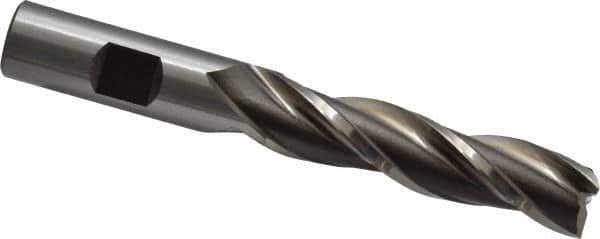 Cleveland - 5/8", 2-1/2" LOC, 5/8" Shank Diam, 4-5/8" OAL, 3 Flute, High Speed Steel Square End Mill - Single End, Uncoated, Spiral Flute, 30° Helix, Centercutting, Right Hand Cut, Right Hand Flute, Series HG-3 - USA Tool & Supply