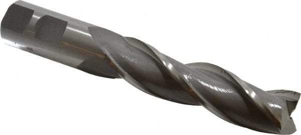Cleveland - 7/8", 3-1/2" LOC, 7/8" Shank Diam, 5-3/4" OAL, 3 Flute, High Speed Steel Square End Mill - Single End, Uncoated, Spiral Flute, 30° Helix, Centercutting, Right Hand Cut, Right Hand Flute, Series HG-3 - USA Tool & Supply