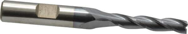 Cleveland - 1/4", 1-1/4" LOC, 3/8" Shank Diam, 3-1/16" OAL, 3 Flute, High Speed Steel Square End Mill - Single End, TiCN Finish, Spiral Flute, 30° Helix, Centercutting, Right Hand Cut, Right Hand Flute, Series HG-3 - USA Tool & Supply