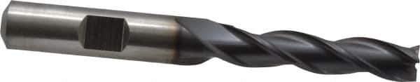 Cleveland - 5/16", 1-3/8" LOC, 3/8" Shank Diam, 3-1/8" OAL, 3 Flute, High Speed Steel Square End Mill - Single End, TiCN Finish, Spiral Flute, 30° Helix, Centercutting, Right Hand Cut, Right Hand Flute, Series HG-3 - USA Tool & Supply