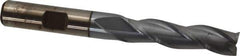 Cleveland - 3/8", 1-1/2" LOC, 3/8" Shank Diam, 3-1/4" OAL, 3 Flute, High Speed Steel Square End Mill - Single End, TiCN Finish, Spiral Flute, 30° Helix, Centercutting, Right Hand Cut, Right Hand Flute, Series HG-3 - USA Tool & Supply