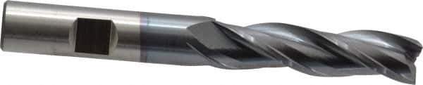 Cleveland - 1/2", 2" LOC, 1/2" Shank Diam, 4" OAL, 3 Flute, High Speed Steel Square End Mill - Single End, TiCN Finish, Spiral Flute, 30° Helix, Centercutting, Right Hand Cut, Right Hand Flute, Series HG-3 - USA Tool & Supply