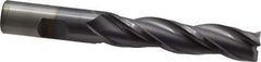 Cleveland - 5/8", 2-1/2" LOC, 5/8" Shank Diam, 4-5/8" OAL, 3 Flute, High Speed Steel Square End Mill - Single End, TiCN Finish, Spiral Flute, 30° Helix, Centercutting, Right Hand Cut, Right Hand Flute, Series HG-3 - USA Tool & Supply