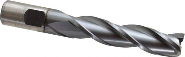 Cleveland - 3/4", 3" LOC, 3/4" Shank Diam, 5-1/4" OAL, 3 Flute, High Speed Steel Square End Mill - Single End, TiCN Finish, Spiral Flute, 30° Helix, Centercutting, Right Hand Cut, Right Hand Flute, Series HG-3 - USA Tool & Supply