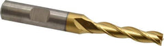 Cleveland - 1/4", 1-1/4" LOC, 3/8" Shank Diam, 3-1/16" OAL, 3 Flute, High Speed Steel Square End Mill - Single End, TiN Finish, Spiral Flute, 30° Helix, Centercutting, Right Hand Cut, Right Hand Flute, Series HG-3 - USA Tool & Supply