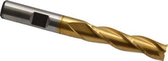Cleveland - 3/8", 1-1/2" LOC, 3/8" Shank Diam, 3-1/4" OAL, 3 Flute, High Speed Steel Square End Mill - Single End, TiN Finish, Spiral Flute, 30° Helix, Centercutting, Right Hand Cut, Right Hand Flute, Series HG-3 - USA Tool & Supply