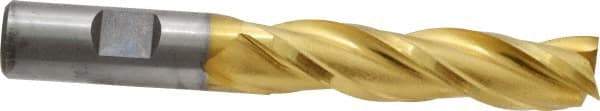 Cleveland - 5/8", 2-1/2" LOC, 5/8" Shank Diam, 4-5/8" OAL, 3 Flute, High Speed Steel Square End Mill - Single End, TiN Finish, Spiral Flute, 30° Helix, Centercutting, Right Hand Cut, Right Hand Flute, Series HG-3 - USA Tool & Supply