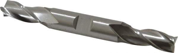 Cleveland - 7/16", 1" LOC, 1/2" Shank Diam, 4-1/8" OAL, 3 Flute, High Speed Steel Square End Mill - Double End, Uncoated, Spiral Flute, 30° Helix, Centercutting, Right Hand Cut, Right Hand Flute, Series HD-3 - USA Tool & Supply