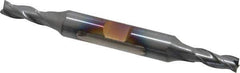Cleveland - 7/32", 0.563" LOC, 3/8" Shank Diam, 3-1/4" OAL, 3 Flute, High Speed Steel Square End Mill - Double End, TiCN Finish, Spiral Flute, 30° Helix, Centercutting, Right Hand Cut, Right Hand Flute, Series HD-3 - USA Tool & Supply