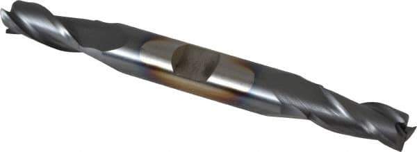 Cleveland - 5/16", 3/4" LOC, 3/8" Shank Diam, 3-1/2" OAL, 3 Flute, High Speed Steel Square End Mill - Double End, TiCN Finish, Spiral Flute, 30° Helix, Centercutting, Right Hand Cut, Right Hand Flute, Series HD-3 - USA Tool & Supply