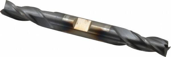 Cleveland - 11/32", 3/4" LOC, 3/8" Shank Diam, 3-1/2" OAL, 3 Flute, High Speed Steel Square End Mill - Double End, TiCN Finish, Spiral Flute, 30° Helix, Centercutting, Right Hand Cut, Right Hand Flute, Series HD-3 - USA Tool & Supply