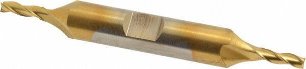 Cleveland - 1/8", 3/8" LOC, 3/8" Shank Diam, 3-1/16" OAL, 3 Flute, High Speed Steel Square End Mill - Double End, TiN Finish, Spiral Flute, 30° Helix, Centercutting, Right Hand Cut, Right Hand Flute, Series HD-3 - USA Tool & Supply