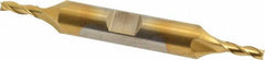 Cleveland - 1/8", 3/8" LOC, 3/8" Shank Diam, 3-1/16" OAL, 3 Flute, High Speed Steel Square End Mill - Double End, TiN Finish, Spiral Flute, 30° Helix, Centercutting, Right Hand Cut, Right Hand Flute, Series HD-3 - USA Tool & Supply