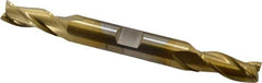 Cleveland - 5/16", 3/4" LOC, 3/8" Shank Diam, 3-1/2" OAL, 3 Flute, High Speed Steel Square End Mill - Double End, TiN Finish, Spiral Flute, 30° Helix, Centercutting, Right Hand Cut, Right Hand Flute, Series HD-3 - USA Tool & Supply