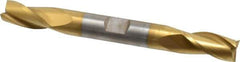 Cleveland - 3/8", 3/4" LOC, 3/8" Shank Diam, 3-1/2" OAL, 3 Flute, High Speed Steel Square End Mill - Double End, TiN Finish, Spiral Flute, 30° Helix, Centercutting, Right Hand Cut, Right Hand Flute, Series HD-3 - USA Tool & Supply
