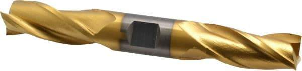 Cleveland - 3/4", 1-5/8" LOC, 3/4" Shank Diam, 5-5/8" OAL, 3 Flute, High Speed Steel Square End Mill - Double End, TiN Finish, Spiral Flute, 30° Helix, Centercutting, Right Hand Cut, Right Hand Flute, Series HD-3 - USA Tool & Supply