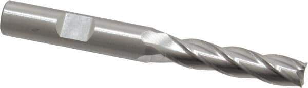 Cleveland - 5/16", 1-3/8" LOC, 3/8" Shank Diam, 3-1/8" OAL, 4 Flute, High Speed Steel Square End Mill - Single End, Uncoated, Spiral Flute, 30° Helix, Centercutting, Right Hand Cut, Right Hand Flute, Series HG-4C - USA Tool & Supply