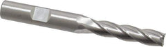 Cleveland - 5/16", 1-3/8" LOC, 3/8" Shank Diam, 3-1/8" OAL, 4 Flute, High Speed Steel Square End Mill - Single End, Uncoated, Spiral Flute, 30° Helix, Centercutting, Right Hand Cut, Right Hand Flute, Series HG-4C - USA Tool & Supply