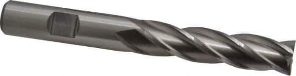 Cleveland - 1/2", 2" LOC, 1/2" Shank Diam, 4" OAL, 4 Flute, High Speed Steel Square End Mill - Single End, Uncoated, Spiral Flute, 30° Helix, Centercutting, Right Hand Cut, Right Hand Flute, Series HG-4C - USA Tool & Supply