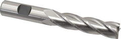 Cleveland - 5/8", 2-1/2" LOC, 5/8" Shank Diam, 4-5/8" OAL, 4 Flute, High Speed Steel Square End Mill - Single End, Uncoated, Spiral Flute, 30° Helix, Centercutting, Right Hand Cut, Right Hand Flute, Series HG-4C - USA Tool & Supply