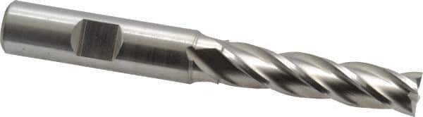 Cleveland - 13/32", 1-3/4" LOC, 1/2" Shank Diam, 3-3/4" OAL, 4 Flute, High Speed Steel Square End Mill - Single End, Uncoated, Spiral Flute, 30° Helix, Centercutting, Right Hand Cut, Right Hand Flute, Series HG-4C - USA Tool & Supply
