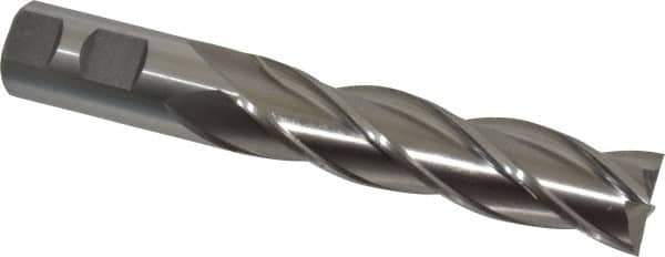 Cleveland - 1", 4" LOC, 1" Shank Diam, 6-1/2" OAL, 4 Flute, High Speed Steel Square End Mill - Single End, Uncoated, Spiral Flute, 30° Helix, Centercutting, Right Hand Cut, Right Hand Flute, Series HG-4C - USA Tool & Supply