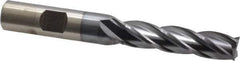 Cleveland - 7/16", 1-3/4" LOC, 1/2" Shank Diam, 3-3/4" OAL, 4 Flute, High Speed Steel Square End Mill - Single End, TiCN Finish, Spiral Flute, 30° Helix, Centercutting, Right Hand Cut, Right Hand Flute, Series HG-4C - USA Tool & Supply