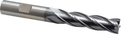 Cleveland - 1/2", 2" LOC, 1/2" Shank Diam, 4" OAL, 4 Flute, High Speed Steel Square End Mill - Single End, TiCN Finish, Spiral Flute, 30° Helix, Centercutting, Right Hand Cut, Right Hand Flute, Series HG-4C - USA Tool & Supply