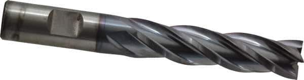 Cleveland - 5/8", 2-1/2" LOC, 5/8" Shank Diam, 4-5/8" OAL, 4 Flute, High Speed Steel Square End Mill - Single End, TiCN Finish, Spiral Flute, 30° Helix, Centercutting, Right Hand Cut, Right Hand Flute, Series HG-4C - USA Tool & Supply