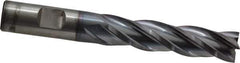 Cleveland - 5/8", 2-1/2" LOC, 5/8" Shank Diam, 4-5/8" OAL, 4 Flute, High Speed Steel Square End Mill - Single End, TiCN Finish, Spiral Flute, 30° Helix, Centercutting, Right Hand Cut, Right Hand Flute, Series HG-4C - USA Tool & Supply