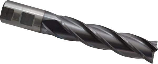 Cleveland - 1", 4" LOC, 1" Shank Diam, 6-1/2" OAL, 4 Flute, High Speed Steel Square End Mill - Single End, TiCN Finish, Spiral Flute, 30° Helix, Centercutting, Right Hand Cut, Right Hand Flute, Series HG-4C - USA Tool & Supply