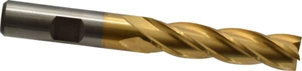 Cleveland - 1/2", 2" LOC, 1/2" Shank Diam, 4" OAL, 4 Flute, High Speed Steel Square End Mill - Single End, TiN Finish, Spiral Flute, 30° Helix, Centercutting, Right Hand Cut, Right Hand Flute, Series HG-4C - USA Tool & Supply