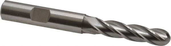 Cleveland - 5/16" Diam, 1-3/8" LOC, 4 Flute High Speed Steel Ball End Mill - Uncoated, Single End, 3-1/8" OAL, 3/8" Shank Diam, Spiral Flute - USA Tool & Supply